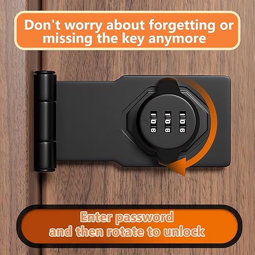 Miniatura 6 de Cerradura y pestillos para puerta corrediza de granero de 90 grados  Cerraduras rotativas con contraseña de gabinete para armario, cobertizo,