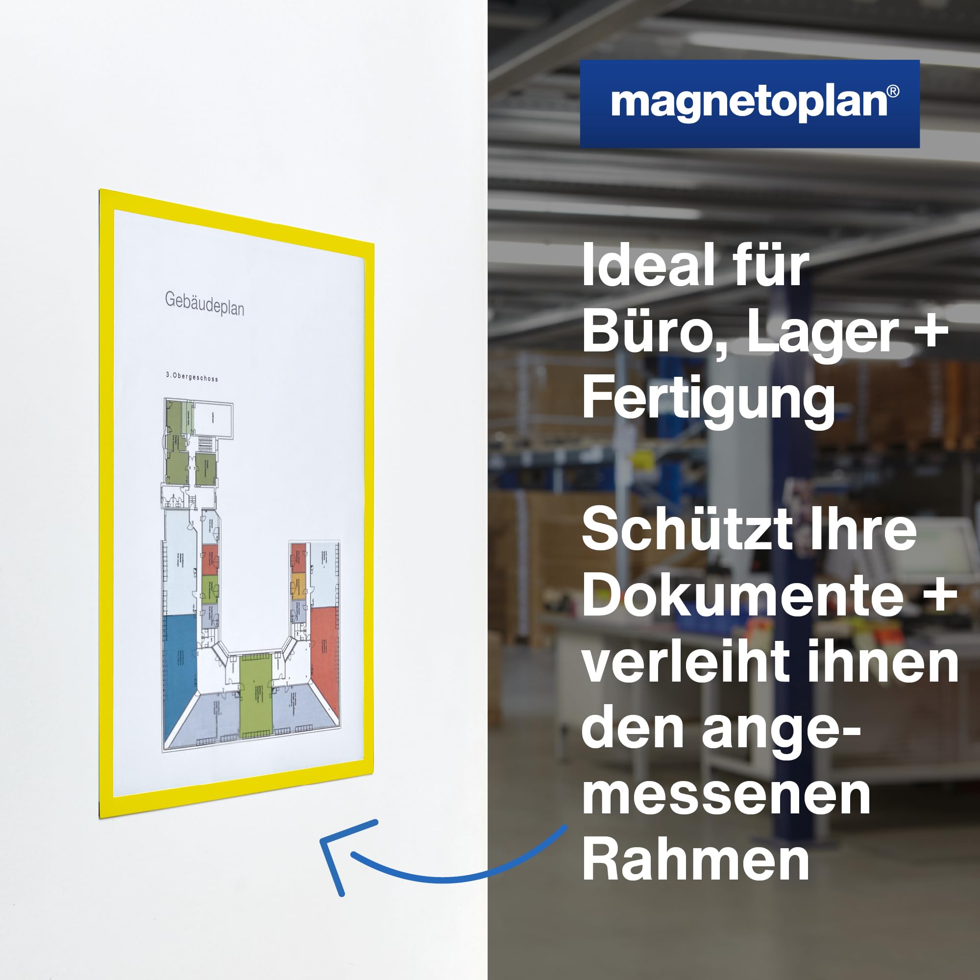 Magnetoplan 1130402 - Marco magnético (A3, 5 unidades), color amarillo