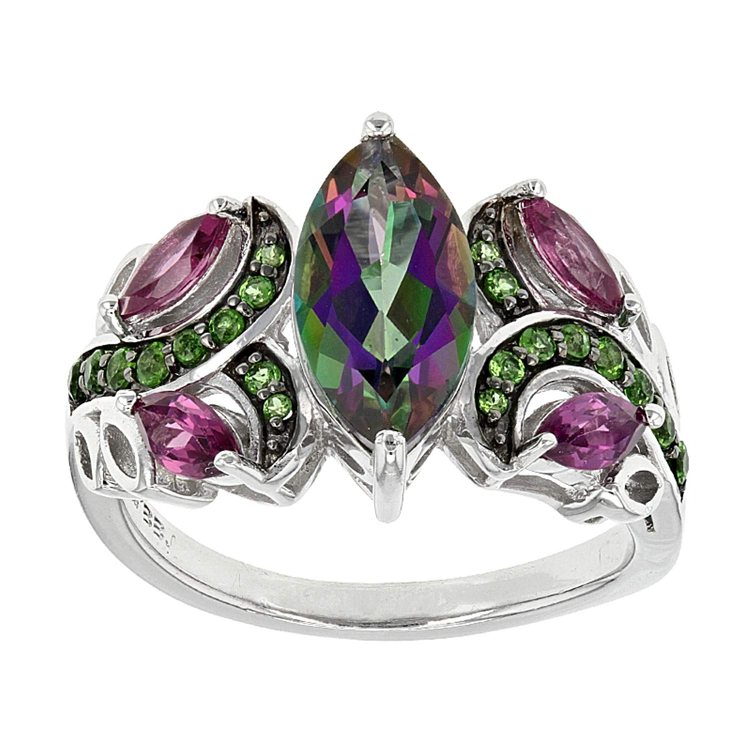 Mystic Fire Green, Mystic Topaz Silver Ring 2.69ctw
