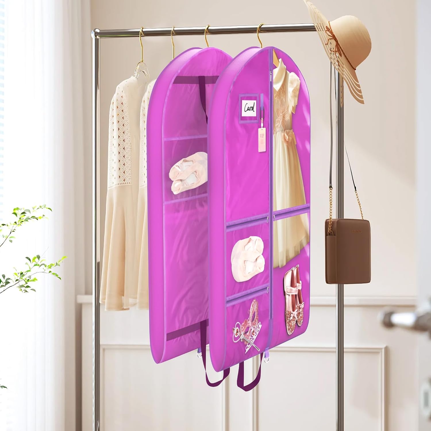 Univivi 40 Inch Waterproof Dance Costume Garment Bags for Kids, Purple image 5