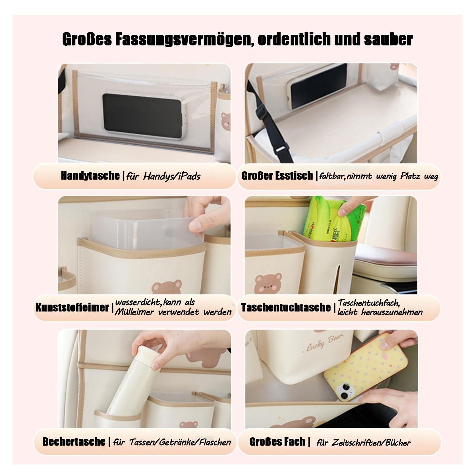 Autositz Organizer Rückenlehnen für Volkswagens Lavida Utensilientaschen Auto Multifunktional Wasserdicht Rücksitz Organizer mit Klapptisch, Tablet Tasche und Viele Taschen(2PCS)