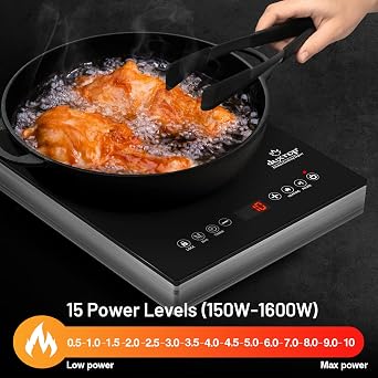 Duxtop 1600W Single Burner Electric Cooktop, Hot Plate for Cooking, Electric Stove with Sensor Touch Control, Portable Infrared Burner with Timer and Safety Lock, E200AIR/ 9500STIR