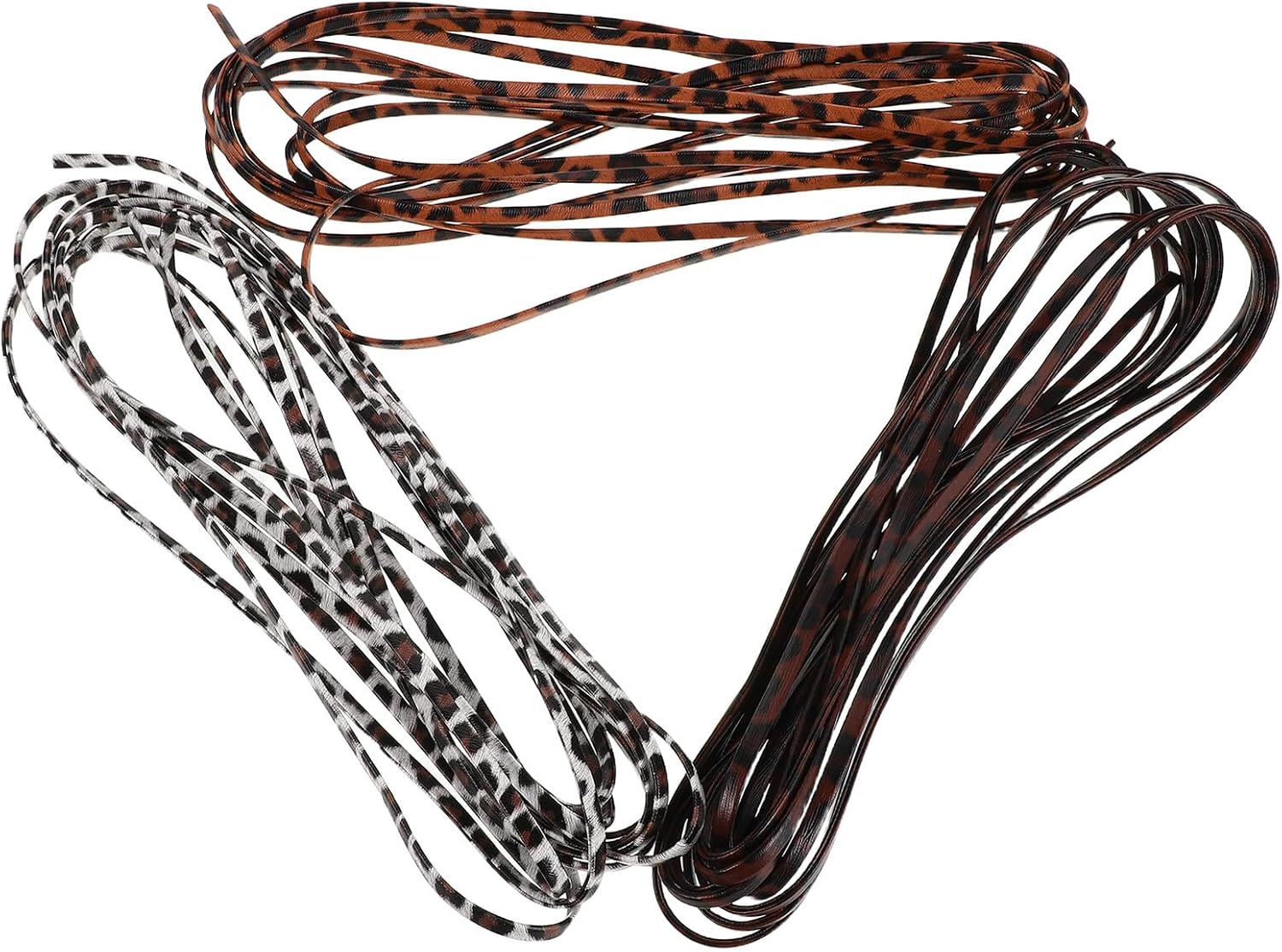 WOONEKY 3pcs Faux Leather Cord String Set 5mm 5m Flat Pu Leather Ribbons for Jewelry Making DIY Bracelet Necklace Crafting Accessories in Dark Brown, Light Brown, White