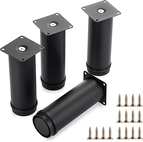 OwnMy 4 patas de muebles de acero inoxidable de 6 pulgadas, elevadores de pies de muebles, patas de escritorio de metal pequeño, patas de sofá,