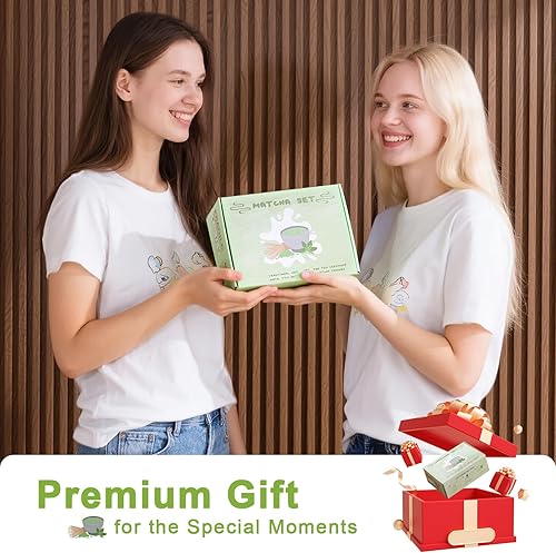 Miniatura 8 de Juego de 5 batidores de matcha, cuenco de matcha con boquilla, batidor de bambú 100% (Chasen), soporte, tamiz inoxidable, cuchara de té, kit de