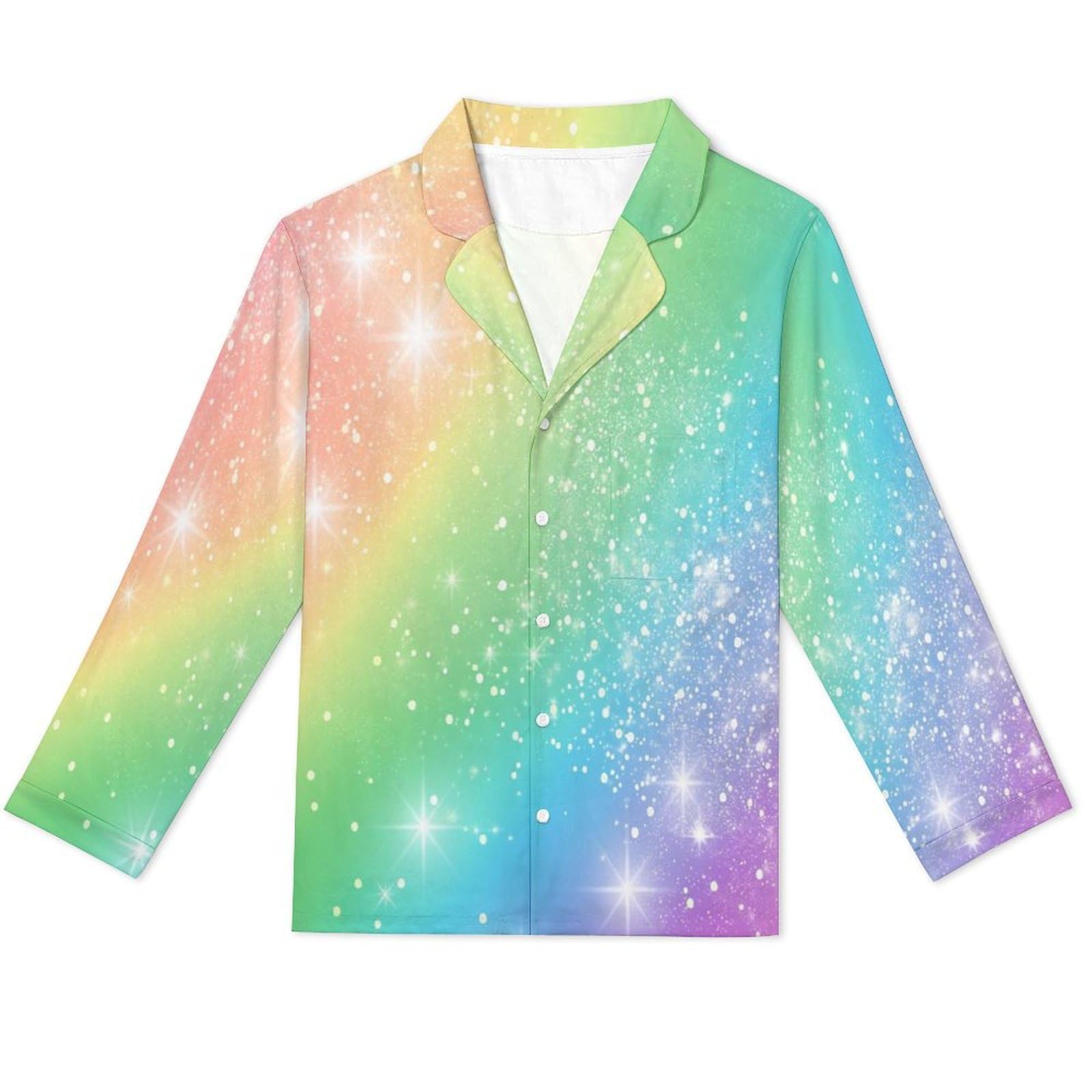 OLEETS Completo Pigiama da Uomo 2 Pezzi - Cielo Stellato Colorato Pigiama Invernale Casual Morbido da Notte Completo con Top E Pantaloni A Maniche Lunghe 2 Pezzi Pigiama Largo