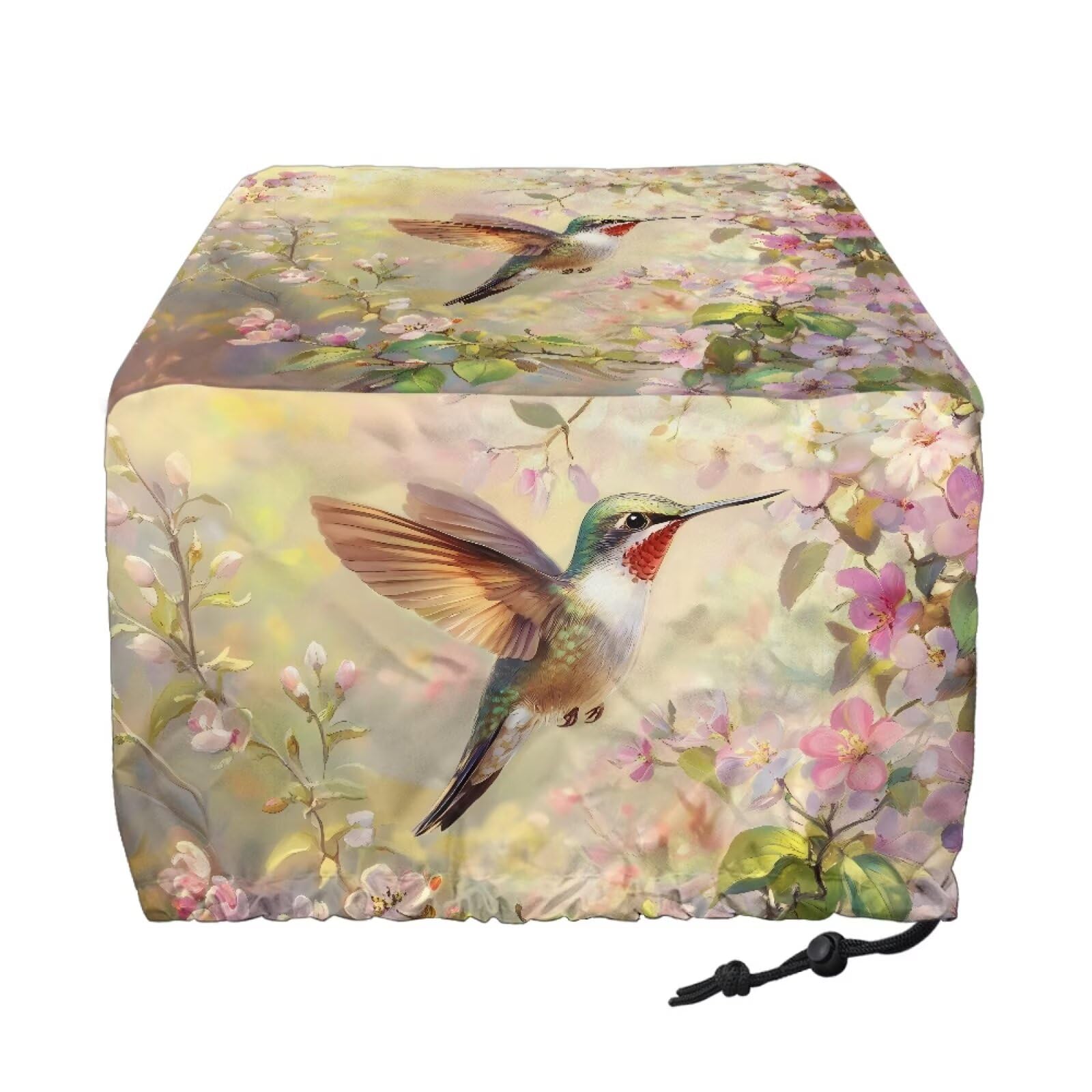 SAJJWHHR Flower Hummingbird Print Toaster Covers 2 Slice Wide Slot, Kitchen Decorative Bread Maker Cover Dust Protection, Washable Easy to Install Bread Machine Cover