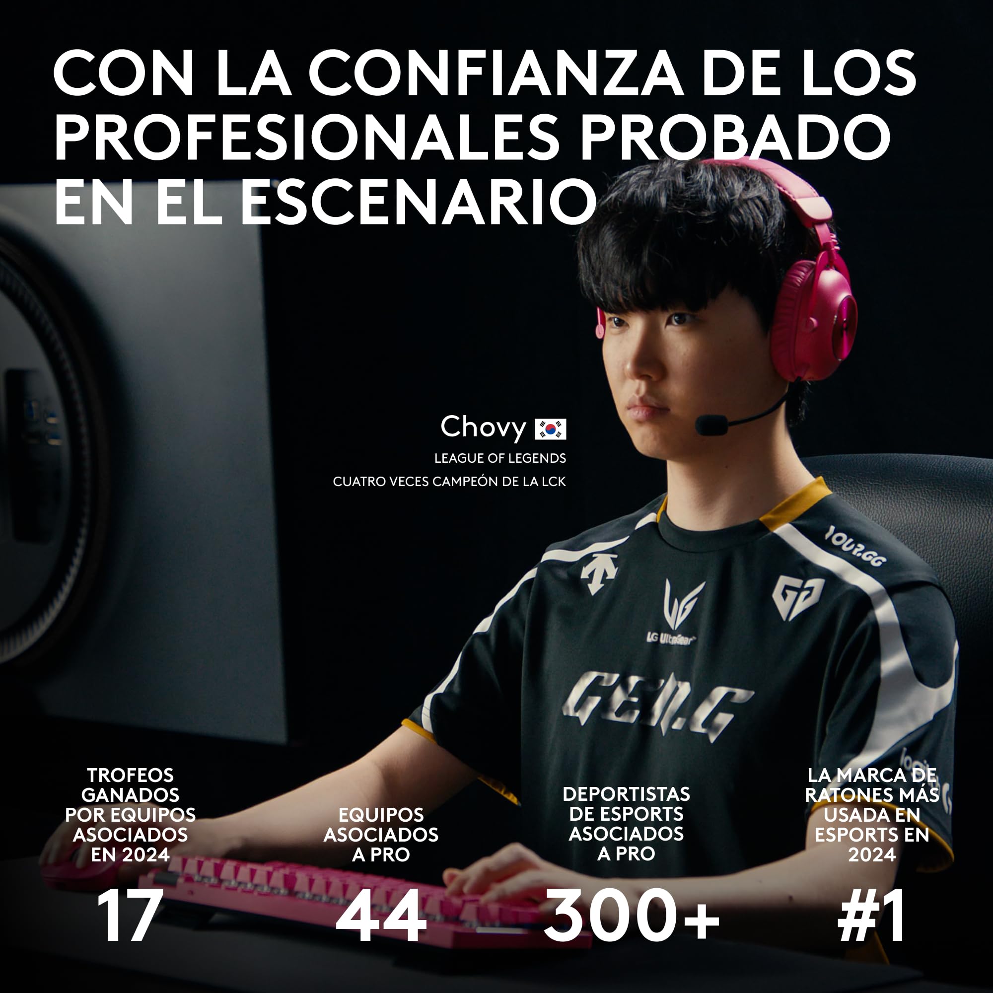 Logitech G Pro X Superlight 2, Ratón inalámbrico gamingratón Pro-Grade de 60 g con 5 Botones programables, Europa del Este Envases,44 000 dpi, Velocidad de Respuesta de 8 kHz, USB-C,PC/Mac - Negro