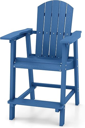 YITAHOME Silla alta Adirondack, asiento de balcón con altura de barra de polietileno, sillas de respaldo alto para exteriores, taburetes de bar,