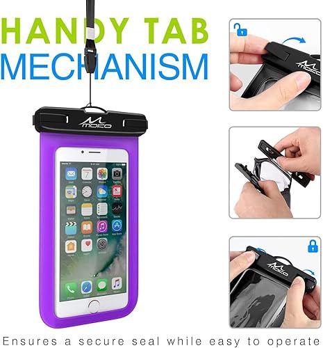 Miniatura 8 de Carcasa impermeable con accesorios para celular, universal, resistente al agua, con brazalete y correa para el cuello, hasta 6 pulgadas, de MoKo,