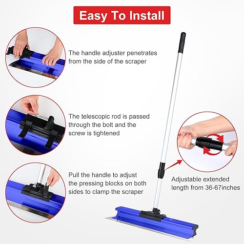Miniatura 3 de Juego de cuchillas para paneles de yeso con estuche de transporte de 16 + 24 + 32 pulgadas, mango de extensión de 36 a 67 pulgadas, cuchillas de