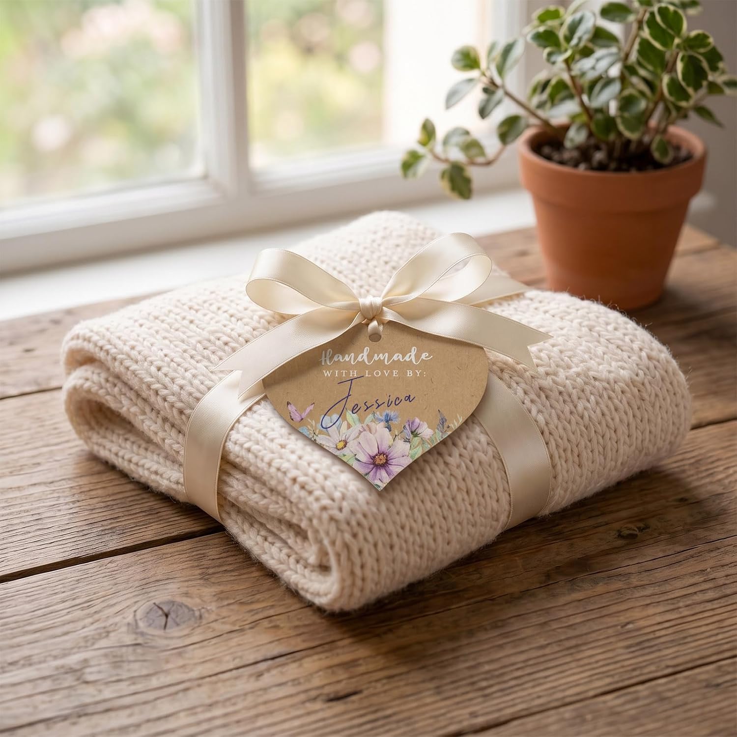 Summer-Ray 50pcs Handmade with Love Gift Tags Add a Personal Touch to Your Special Gifts (Kraft Brown)