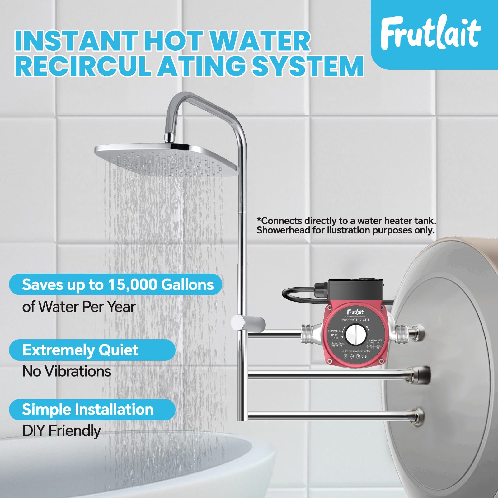 Pompa a ricircolo dell'acqua calda per scaldabagno, Pompa di circolazione dell'acqua calda a 3 velocità, Pompa di circolazione dell'acqua calda da 110 V per casa, Pompa dell'acqua calda silenziosa con