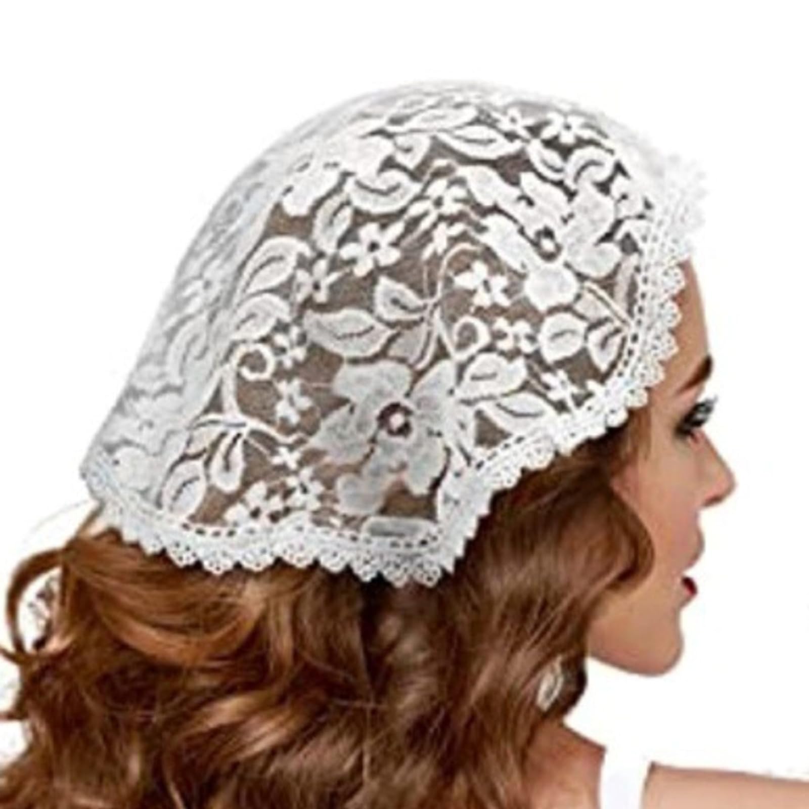 LXJLXD Lace Veil Hair Bandannas For Street Round Turban Headscarf Decorative Headpieces Women Festival Hair Accessories