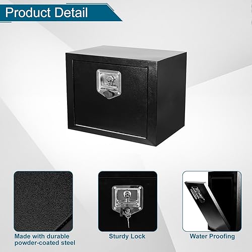 Miniatura 94 de Caja de acero para camión, 30 x 18 x 18 pulgadas, caja de acero resistente para remolque, caja de herramientas para camión, organizador