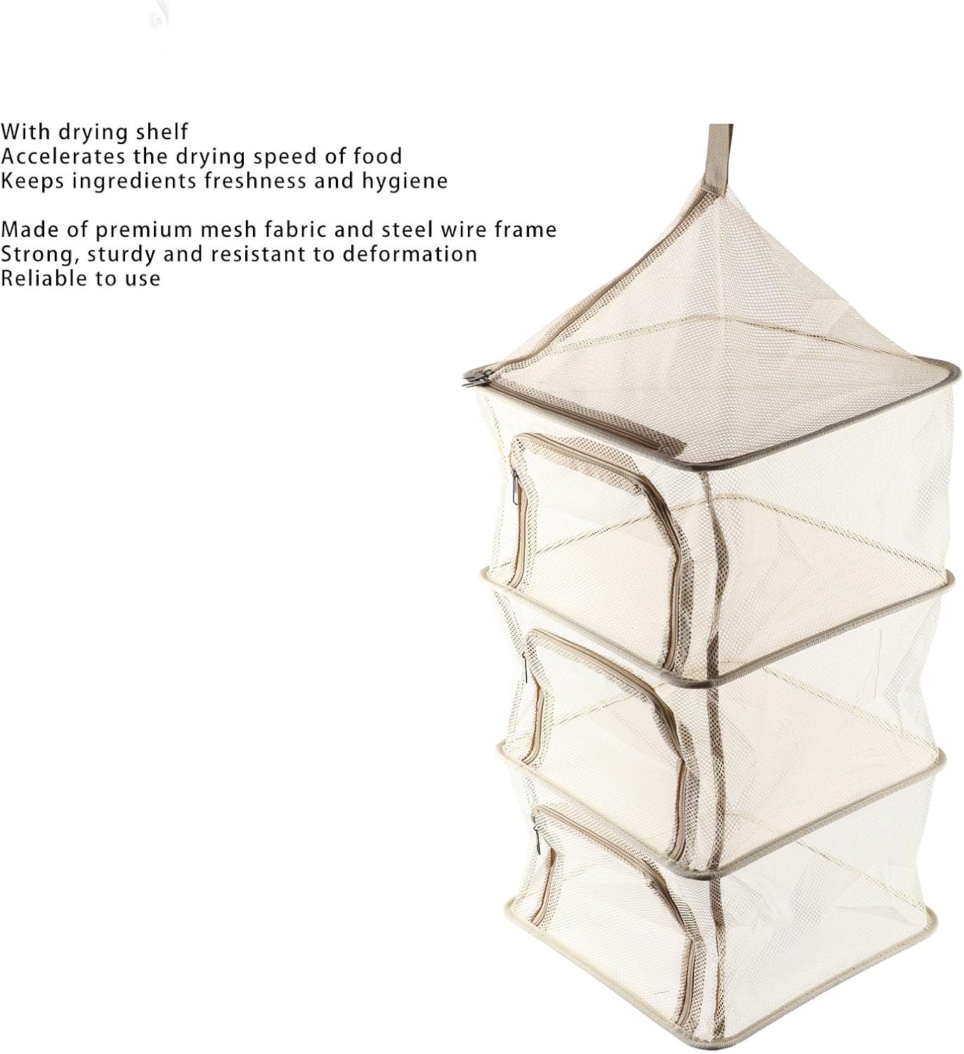 Hanging Drying Rack Net Hanging Drying Net Foldable 4 Layer Portable Multifunction Mesh Drying Rack for Fish Vegetable Tableware Fruit /1957