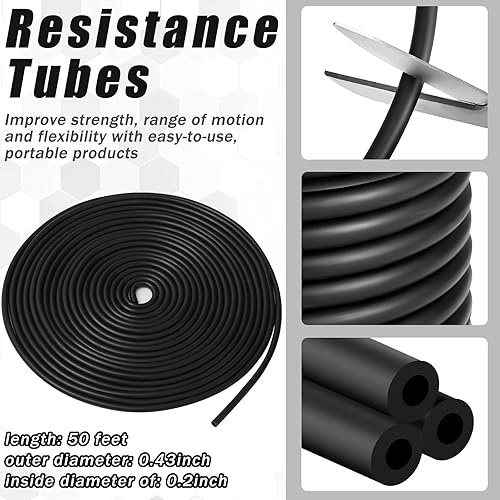 Miniatura 2 de 1 rollo de tubos de resistencia de látex, bandas de ejercicio de 50 pies, tubos de ejercicio para terapia física, pilates inferiores, entrenamientos