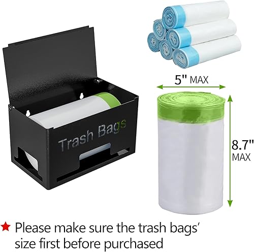 Miniatura 3 de STWWO Soporte para bolsas de basura, dispensador de bolsas de basura de metal, organizador de bolsas de basura de cocina para gabinetes, encimera,