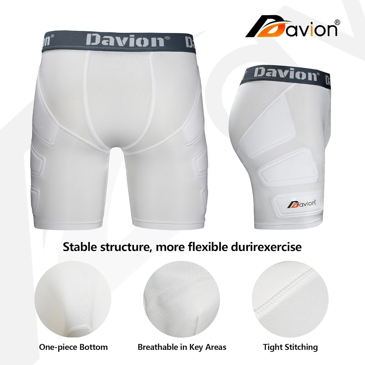 Davion Youth Sliding Padding Shorts with Soft Protective Athletic Cup Boys Briefs Underwear for Football, Baseball, Lacrosse