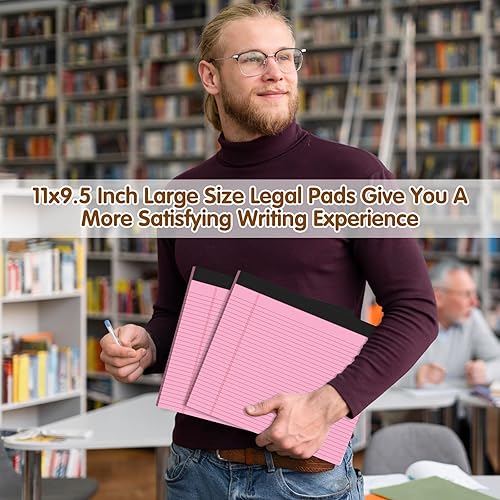 Miniatura 5 de Bloc de notas legales de 11 x 9.5 pulgadas, paquete de 2 blocs de notas de color rosa y morado, 30 hojas de papel forradas de 80 GSM, bloc legal