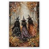 Generic Horror Halloween Decor Wall Art Print Three Witches In The Forest Vintage Posters Decor Autumn Beautiful Witches Forest Canvas Printing For Living Room Bedroom 8x12inch Unframed, style-3