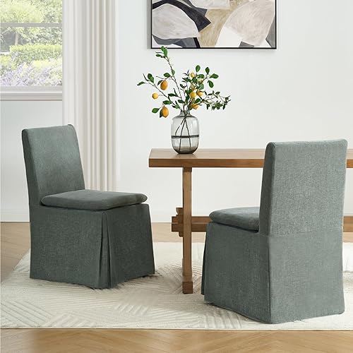 Juego de 2 sillas de comedor cubiertas de granja, modernas sillas tapizadas para cocina y comedor, cómodas sillas laterales sin brazos con acento