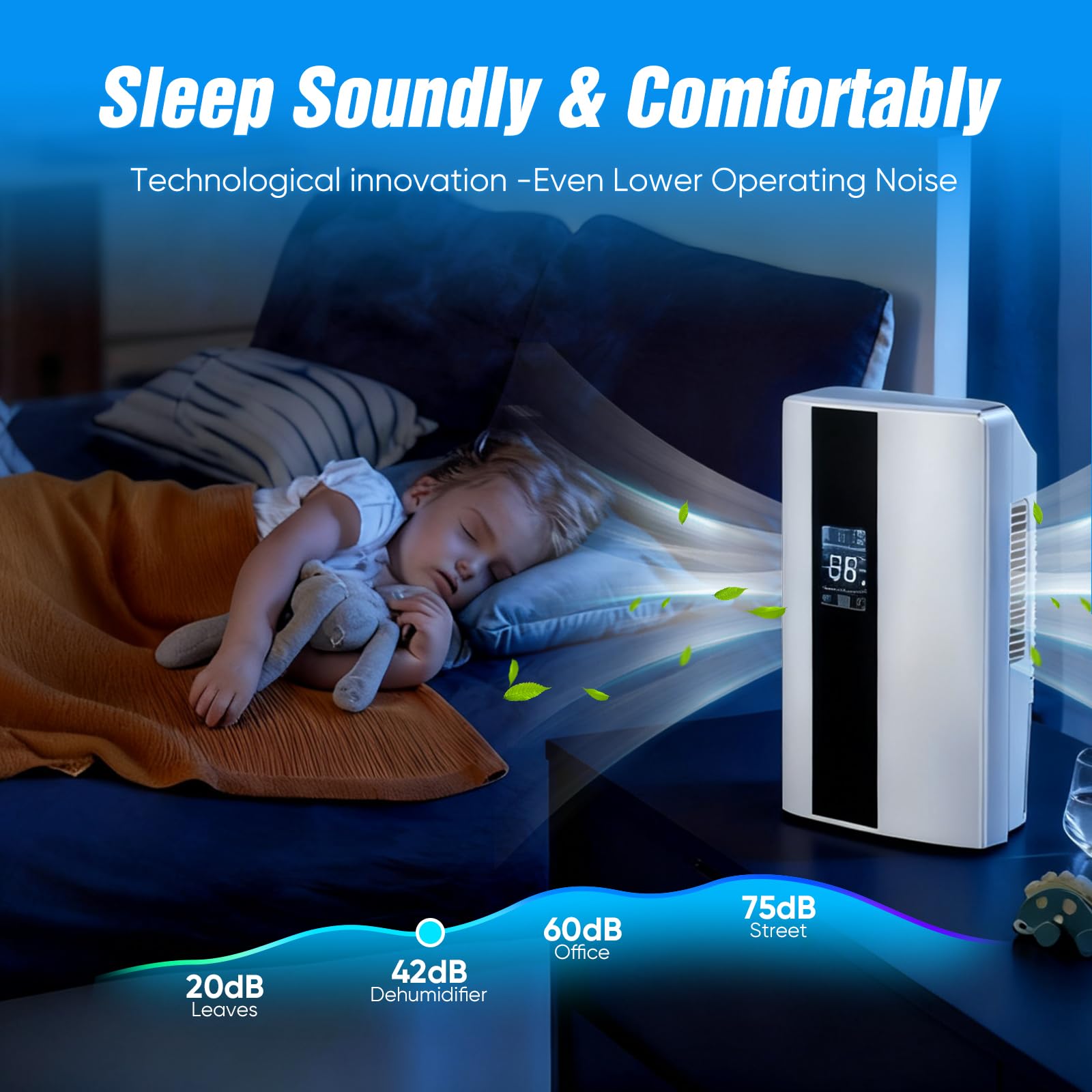 Deumidificatore elettrico,Deumidificatore e purificatore d'aria 2 in 1,silenzioso per la casa - schermo LED, controllo intelligente dell'umidità, timer 24h,telecomando (A)