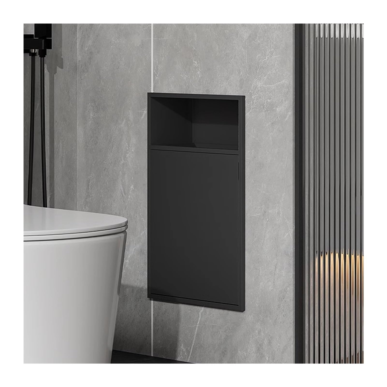Mensola in acciaio inox impermeabile da incasso per cucina, camera da letto, bagno, ristrutturazione, grigio, 30 x 50 x 14 cm, salvaspazio
