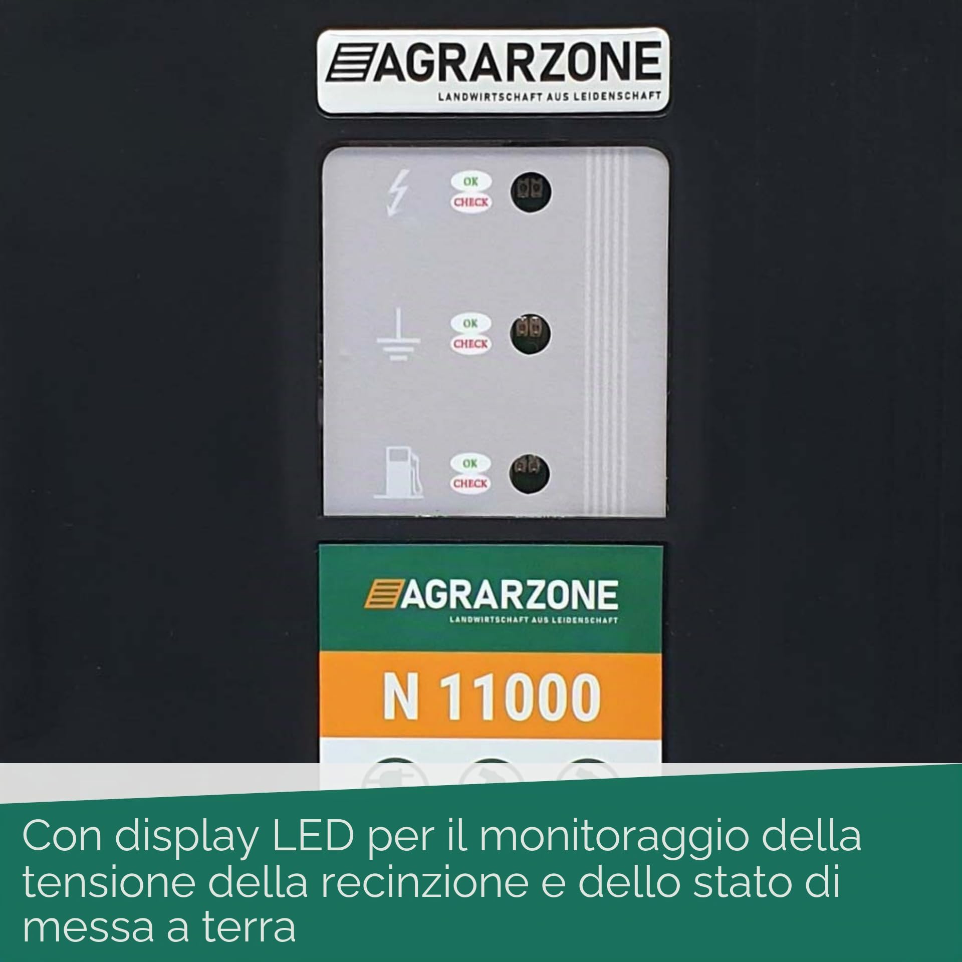 Agrarzone Elettrificatore per recinti N 11000 230V, 15 Joule - Potenza Estrema per la Difesa da Lupi e cinghiali (Fino a 80 km) - qualità Made in Germany, Robusto e con Spia LED
