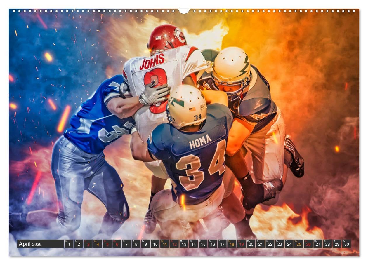Faszination American Football (hochwertiger Premium Wandkalender 2026 DIN A2 quer), Kunstdruck in Hochglanz: American Football, faszinierender Teamsport. (CALVENDO Sport)