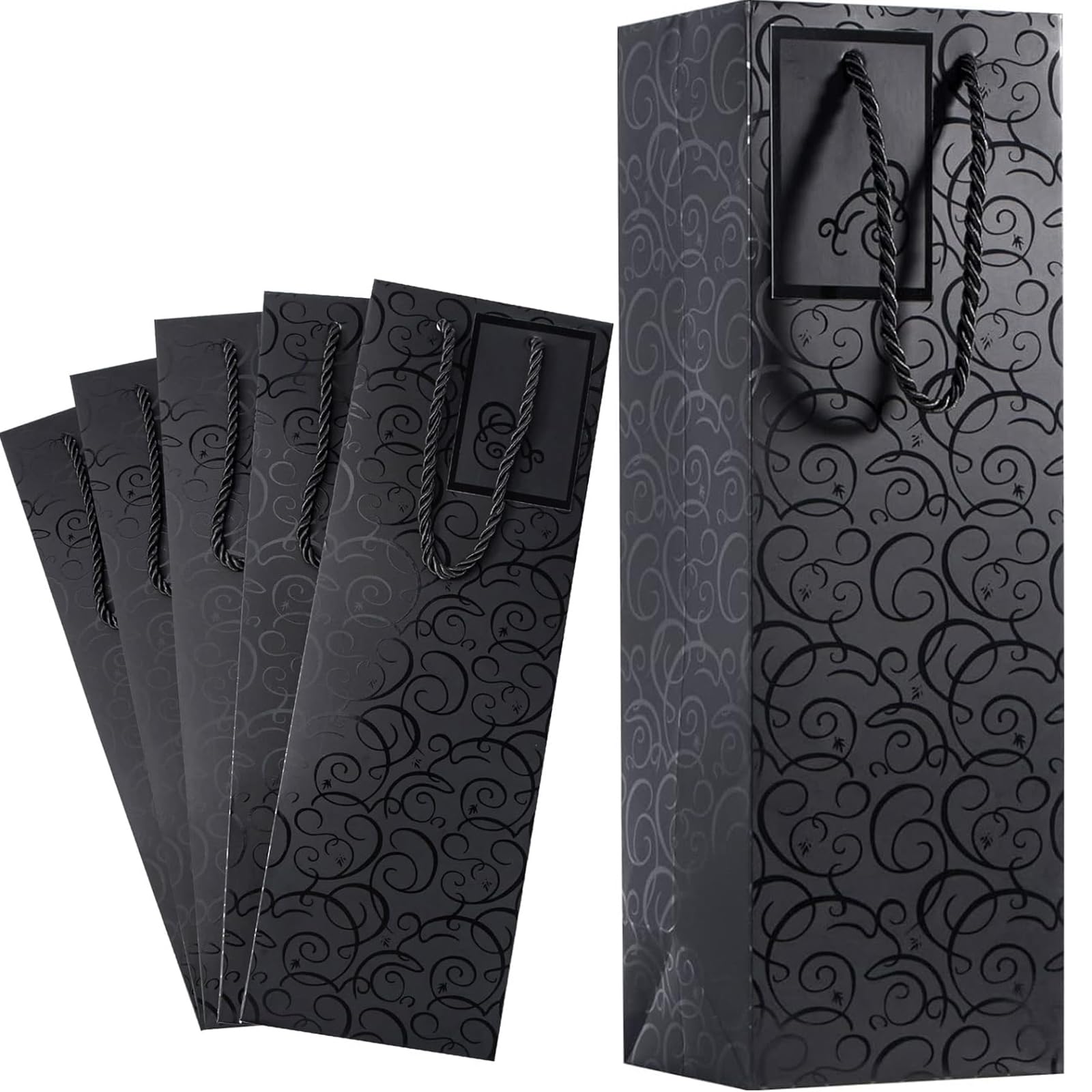 IS MUHE Wine Gift Bags for Wine Bottles (6PCS BLACK)