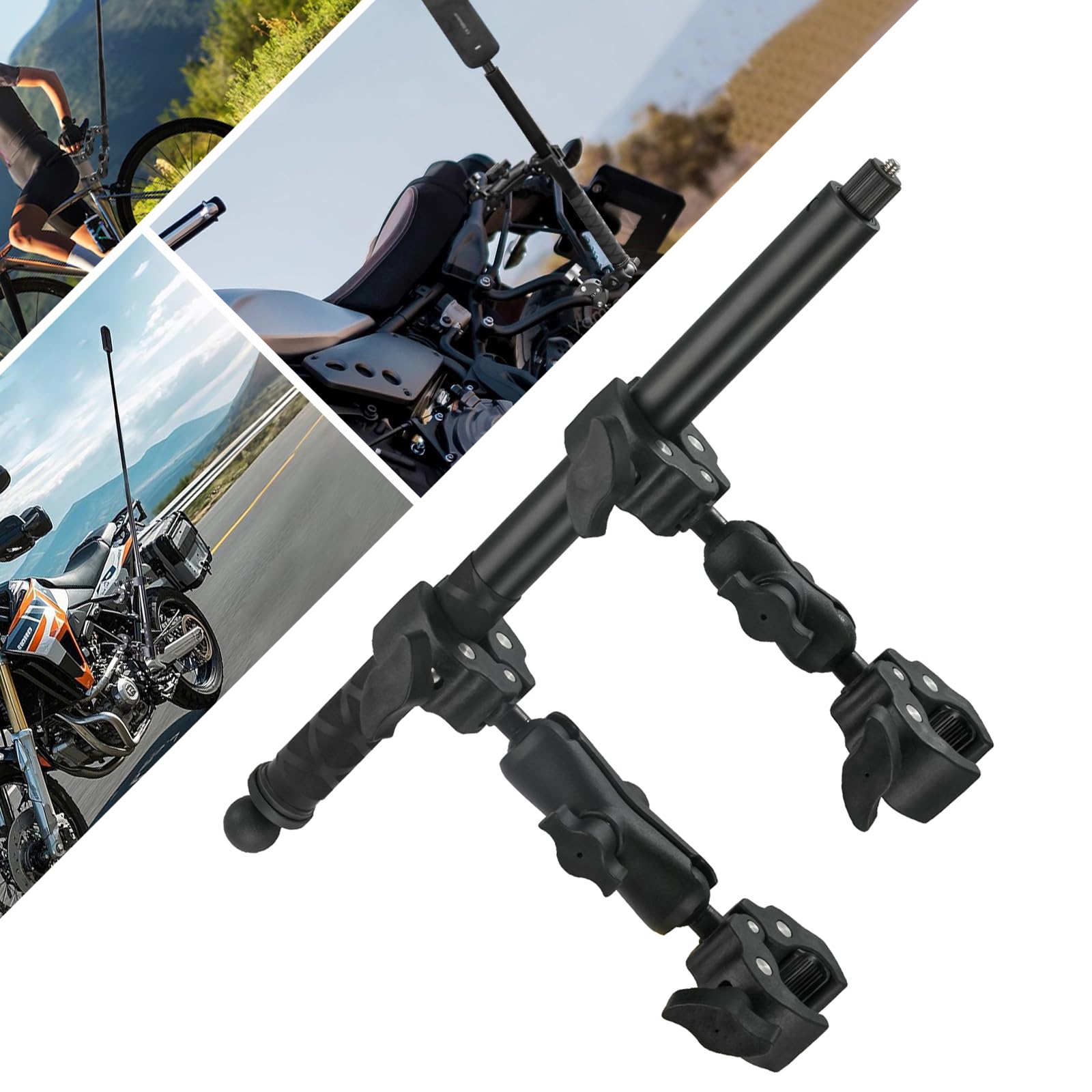 CZC AUTO Motorcycle Bike Handlebar Clamp Mount, 59.5" Invisible Selfie Stick, Compatible with Insta360 X5 X4 X3 X2 X ONE RS R GO 3 Camera