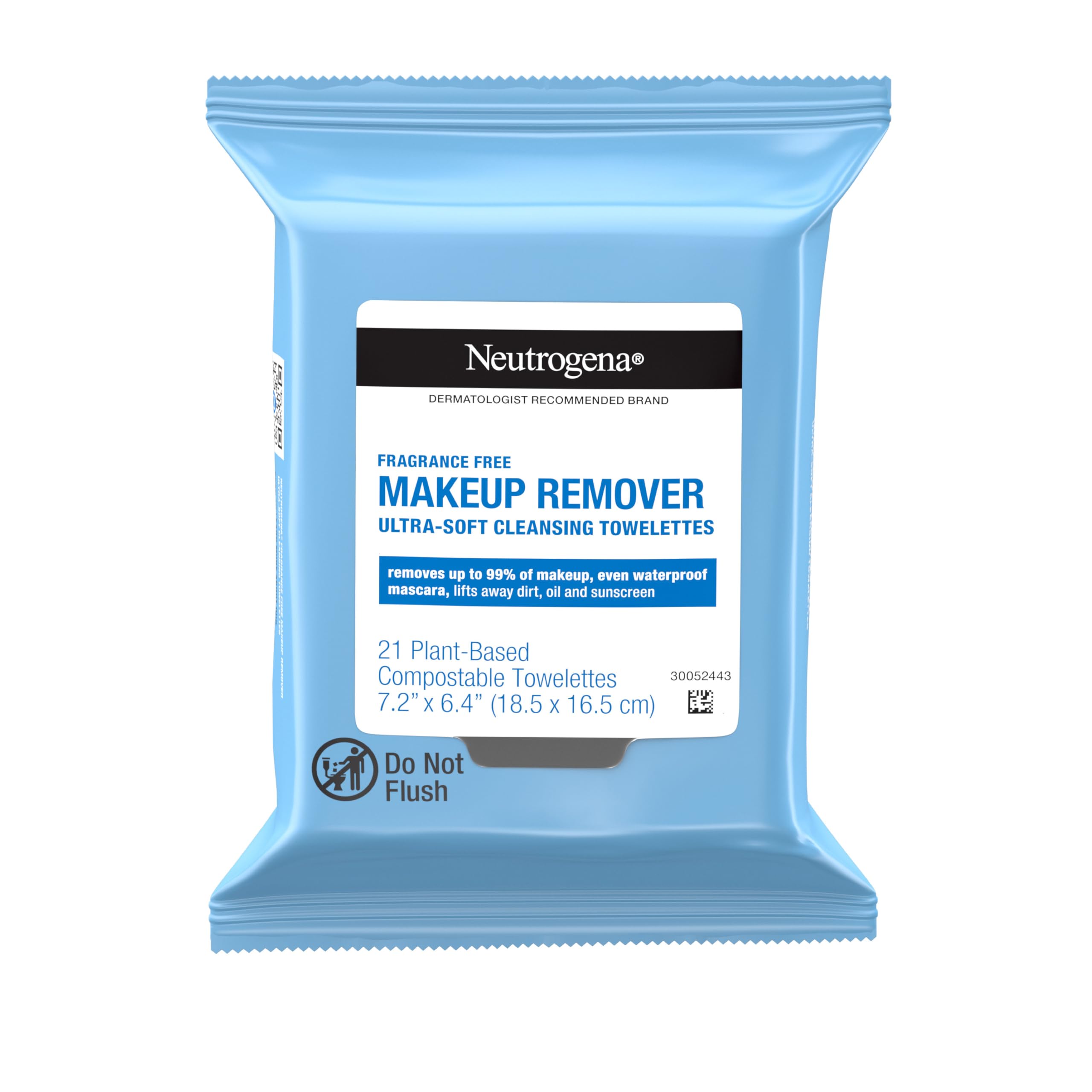 Neutrogena Fragrance-Free Makeup Remover Wipes, Daily Facial Cleanser Towelettes, Gently Removes Oil & Makeup, Alcohol-Free Makeup Wipes, 21 ct BLUE 21 Count (Pack of 1)