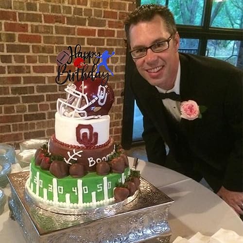 Miniatura 7 de 1 decoración de pastel de fútbol con purpurina, bola de rugby de feliz cumpleaños, decoración de pastel con temática deportiva para decoración de