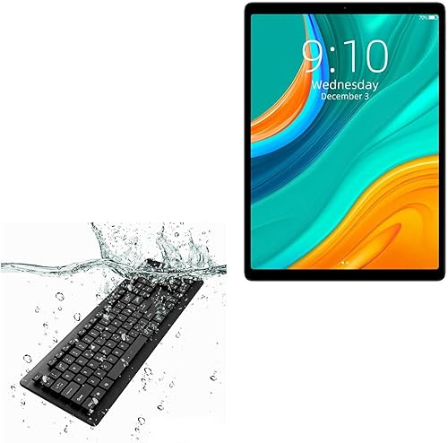 BoxWave Keyboard Compatible with Chuwi HiPad Plus - AquaProof USB Keyboard, Washable Waterproof Water Resistant USB Keyboard - Jet Black