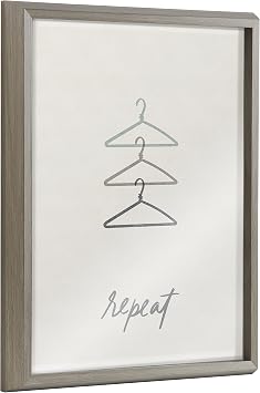 Kate and Laurel Blake Repeat Framed Printed Glass Wall Art by Elizabeth Silver, 16x20 Gray, Decorative Whimsical Laundry Themed Art Print for Wall