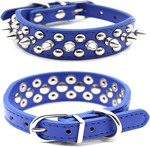 Vista 67 de Collar de perro y gato con pinchos pequeños y medianos para perros pequeños y medianos, collares ajustables con tachuelas para cachorros, collar