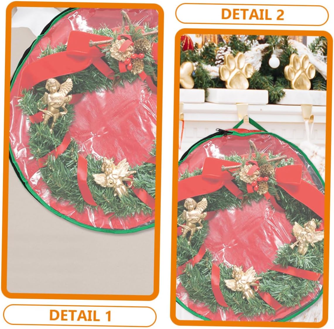 PRETYZOOM 4pcs Wreath Storage Bag Window Capacity Christmas Garland Organizer for Holiday Decoration and Party Supplies Storage