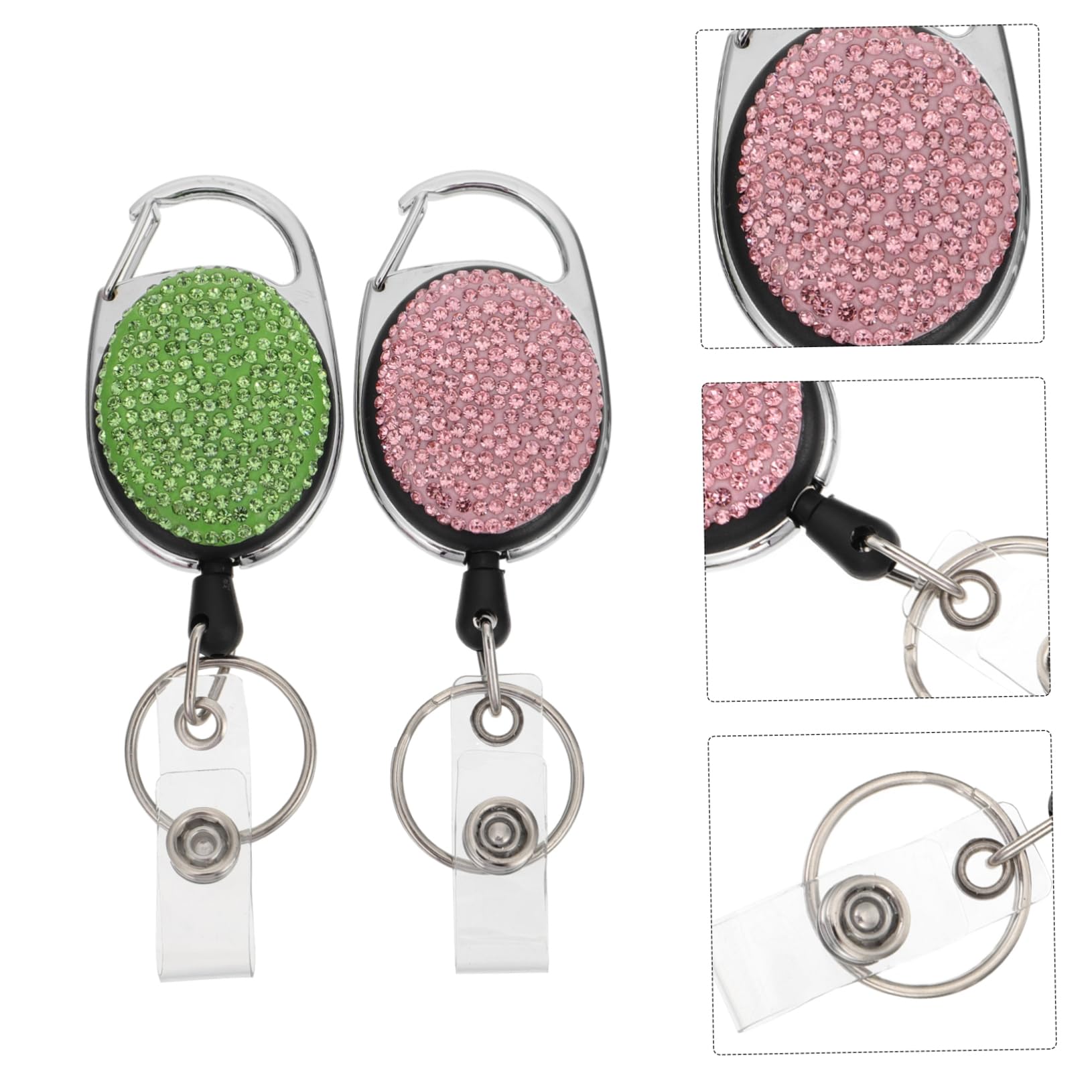 LALAFINA 8pezzi Portachiavi Retrattile Lega Di Zinco Con Clip Per Distintivi e Tesserini Accessorio Pratico Per Ufficio e Lavoro