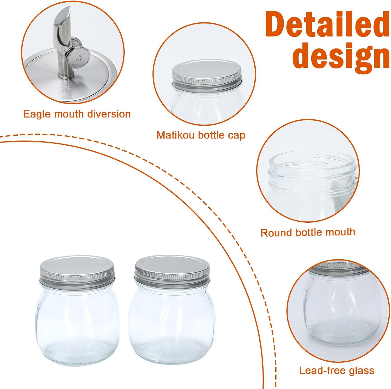 Glass Honey Dispenser No Drip - 10oz / 300ml Honey Jar with Stainless Steel Spout, Airtight & Mess-Free Honey Container for Syrup, Agave, Kitchen, Breakfast Use image 2