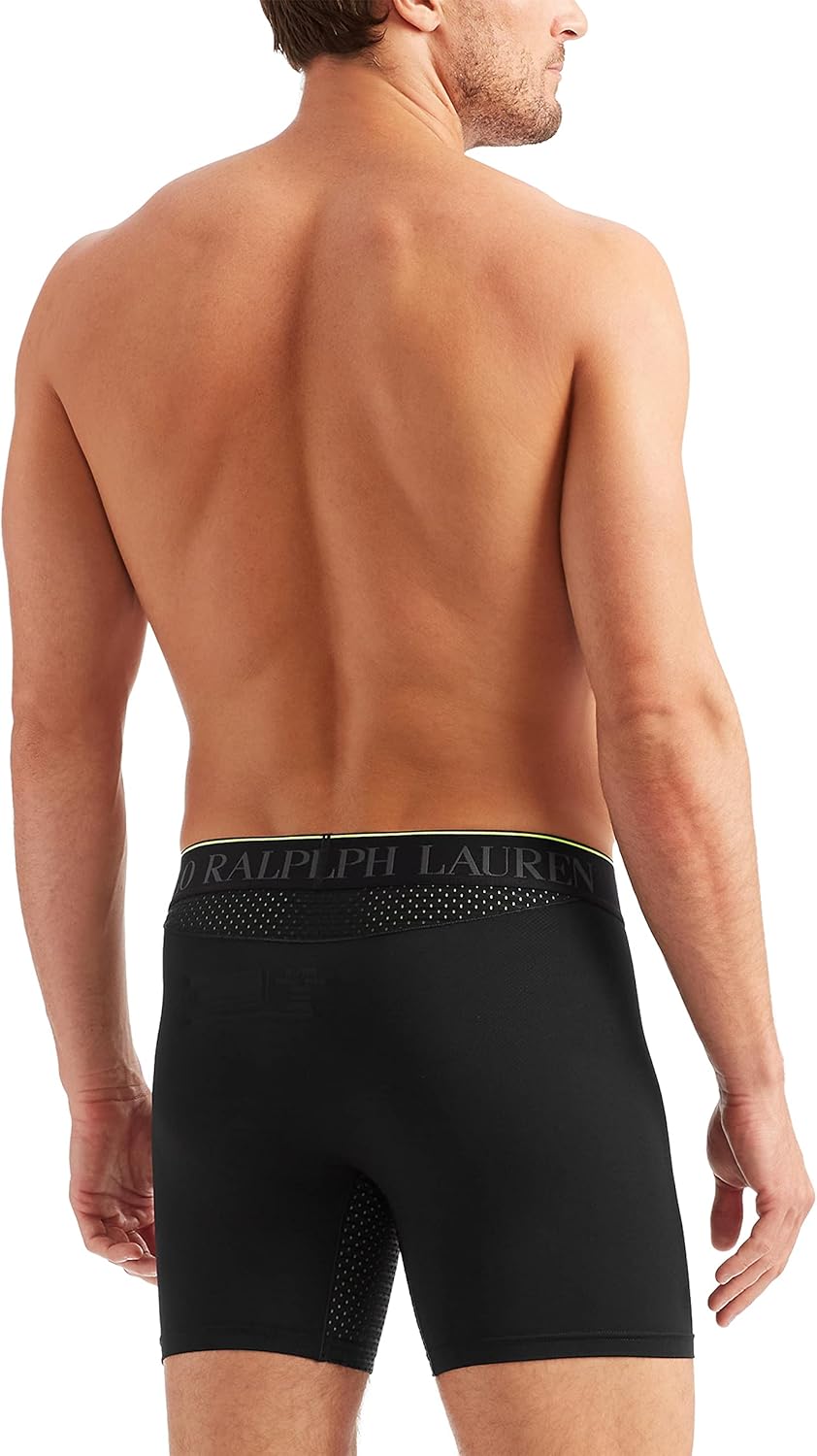 POLO RALPH LAUREN Men's 4D Flex Performance Air Boxer Briefs Regular and Long Leg 3-Pack