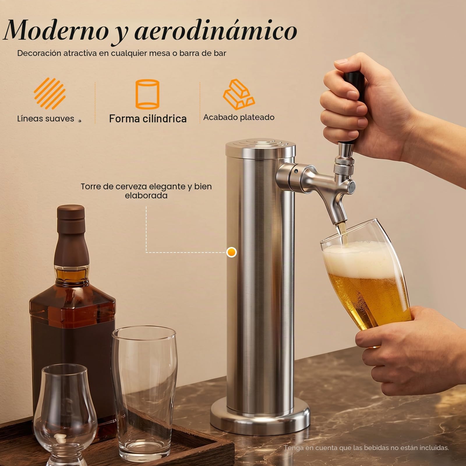 Columna de cerveza de acero inoxidable de una sola cabeza, dispensador de cerveza con grifo, portátil, columna de cerveza plateada, acero inoxidable, para bares, casas, hoteles, restaurantes