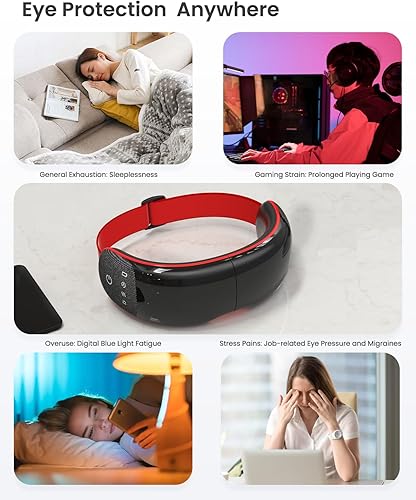 Miniatura 4 de Masajeador de ojos con calor y compresión, relaja los ojos secos, fatiga ocular, máscara de masaje de ojos calentada con música para migraña, reduce