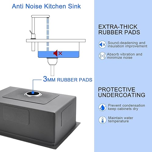 Miniatura 6 de MENATT Fregadero de cocina con estación de trabajo de montaje inferior de 25 pulgadas, fregadero de cocina hecho a mano de acero inoxidable de 25 x