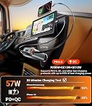 Chargeur de voiture rétractable 57W Chargement rapide 3 en 1 USB C Adaptateur d'allume-cigarette de chargeur de voiture, Chargeur de téléphone de voiture de type C iPhone 16 15 Pro Galaxy Pixel (Gray)