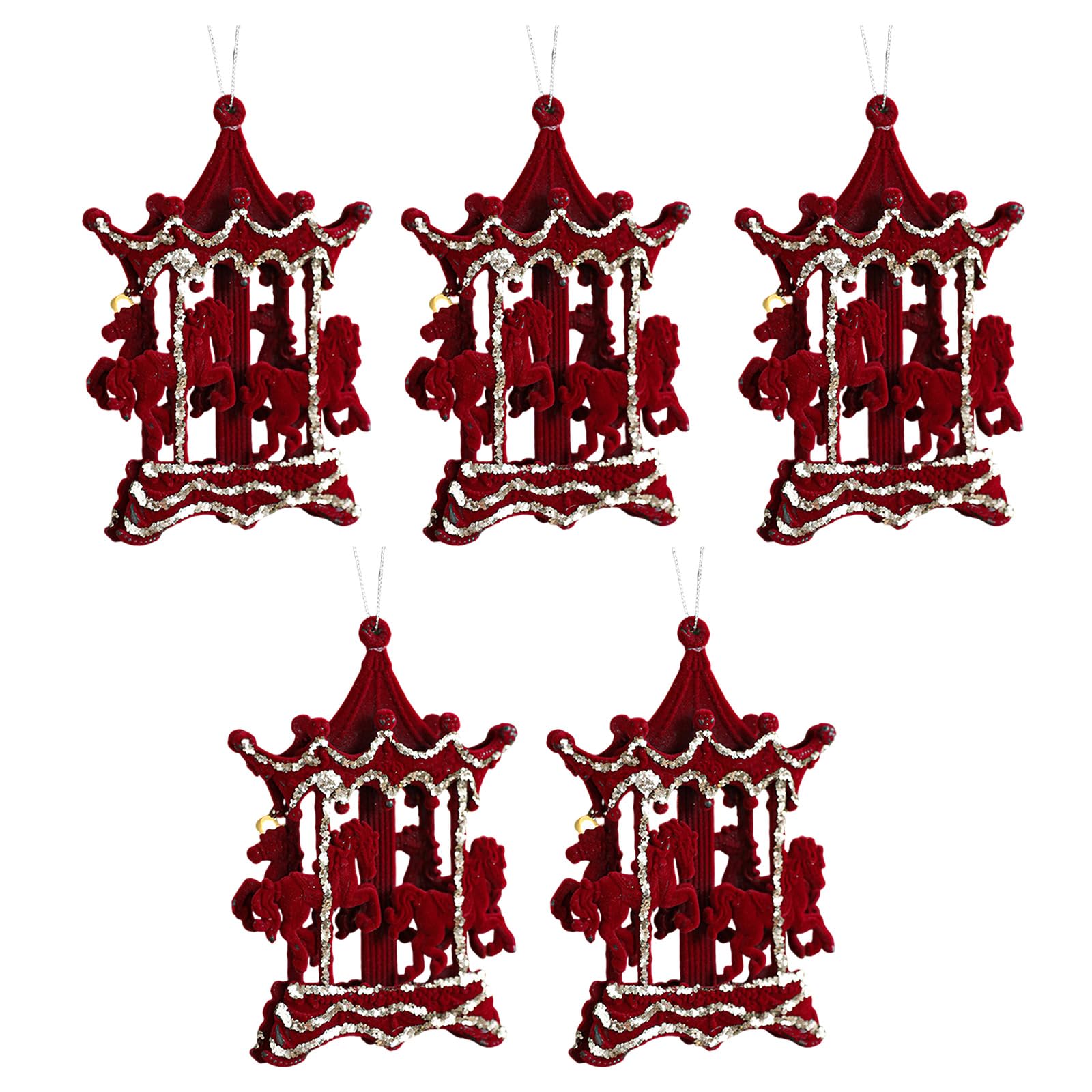 Buxuaaaa Christmas Festive Flocking Ornaments for Tree Decoration Santa Snowflake Holiday Season Tree Ornaments Star Pendants Bulk