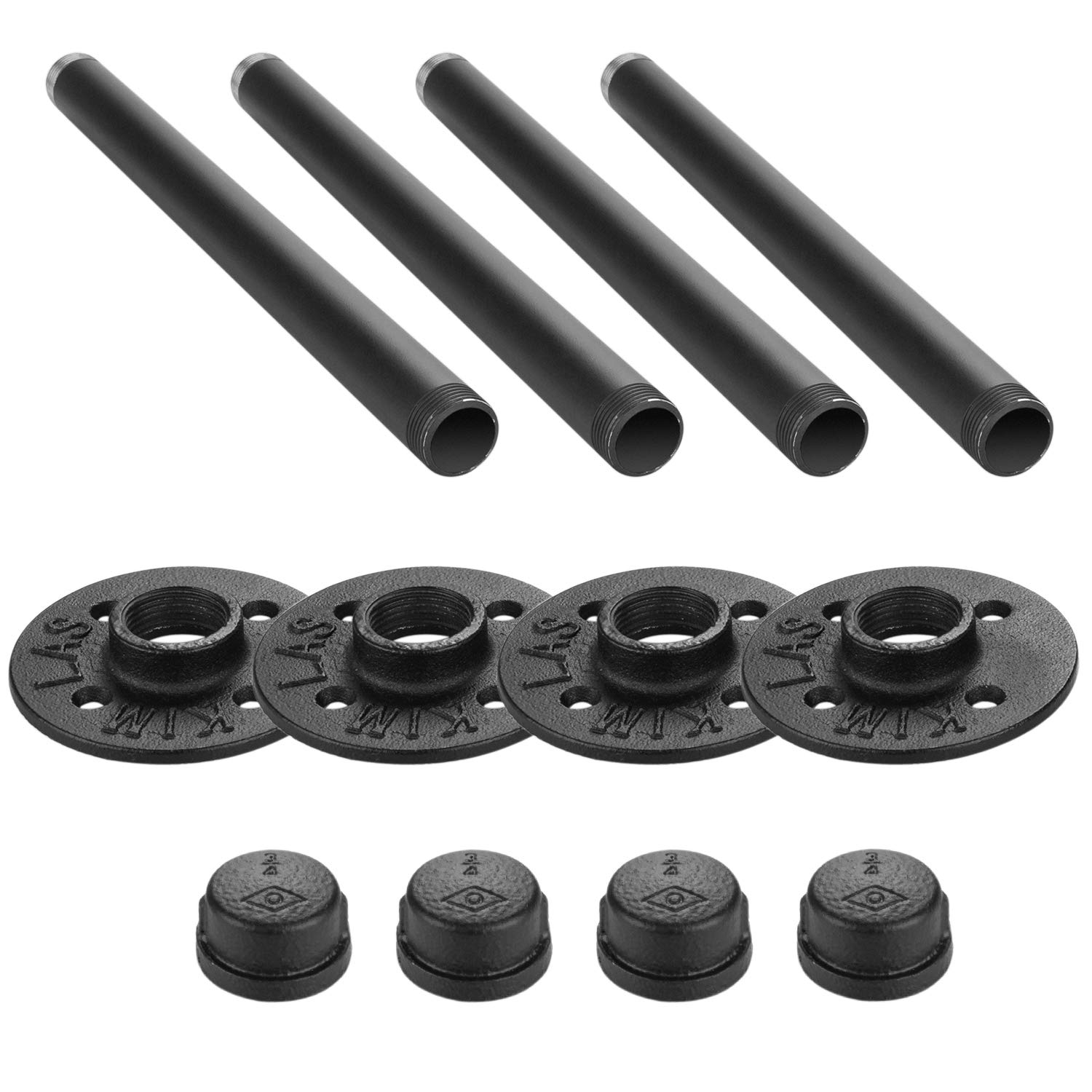 Industrial Pipe Shelf Brackets 12 inch Set of 4, Rustic Floating