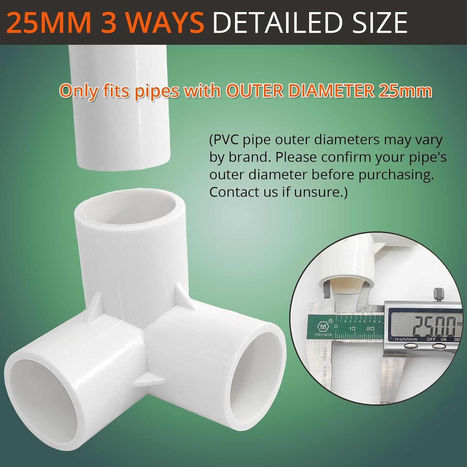 10Pcs 3 Way 25mm PVC Fitting Build Heavy Duty Greenhouse Frame Furniture Connectors