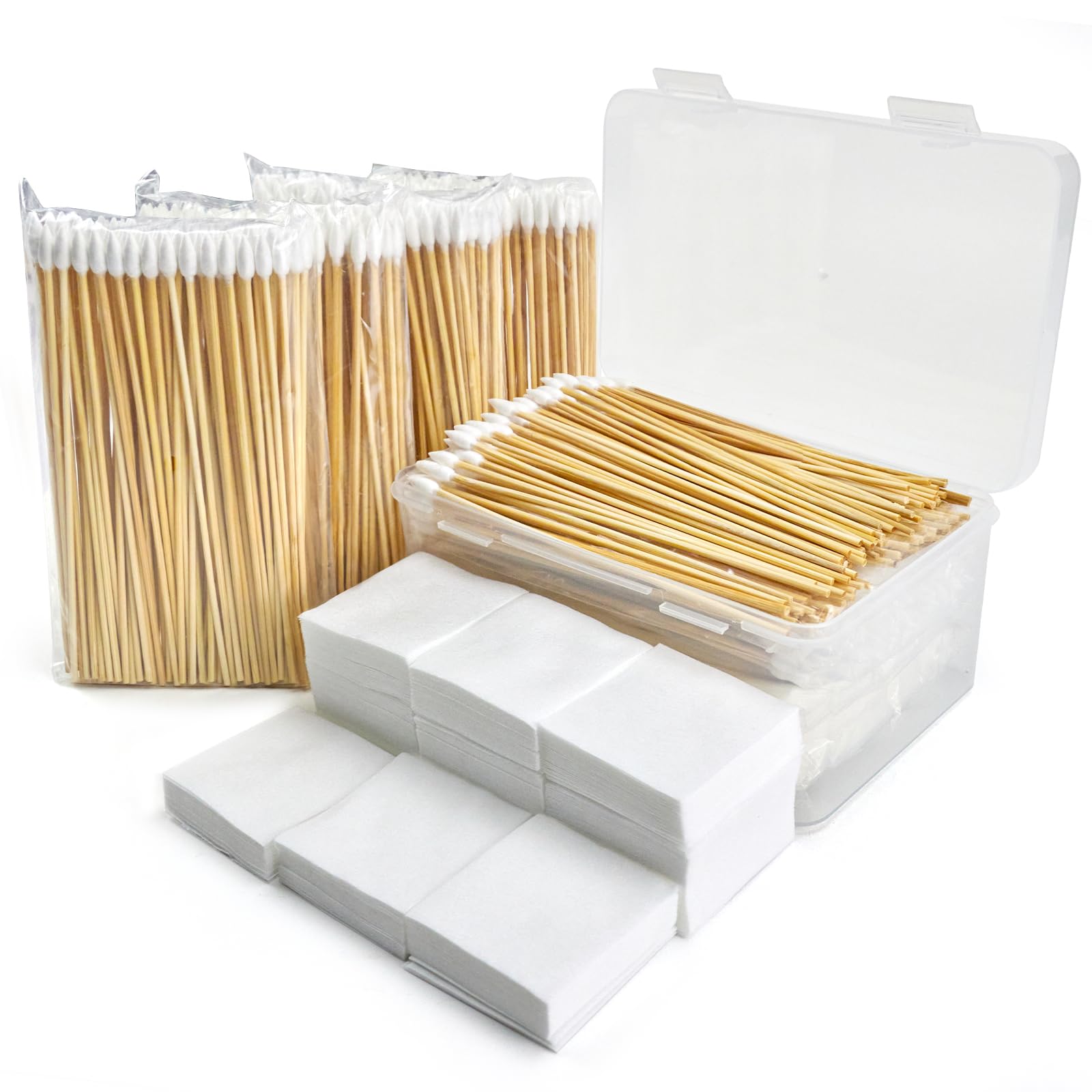 Gun Cleaning Supplies - Cleaning Patches and Cotton Swabs, 6" Long Cotton Swab & 2" Lint Free Pad - Highly Absorbent, Essential Supplies for Barrel and Bore Care