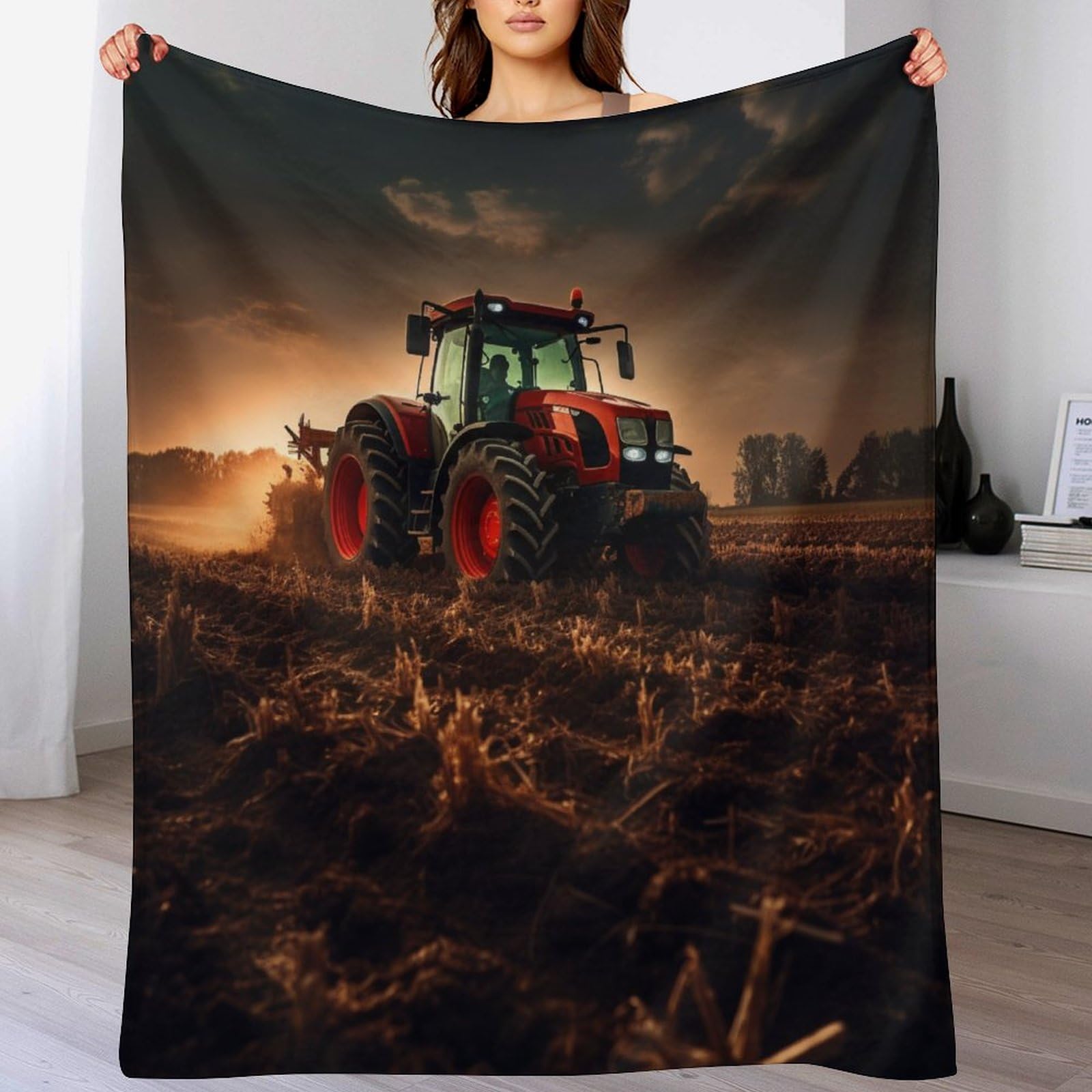 Couverture tracteur enfant plaid polaire moelleux idée cadeau idéale
